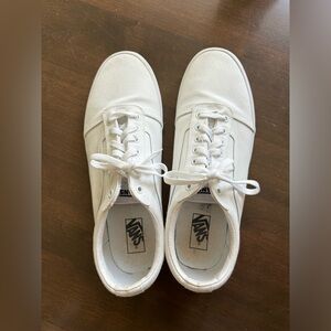 Mens size 14 white vans. Worn only a couple times. See light stain on left shoe